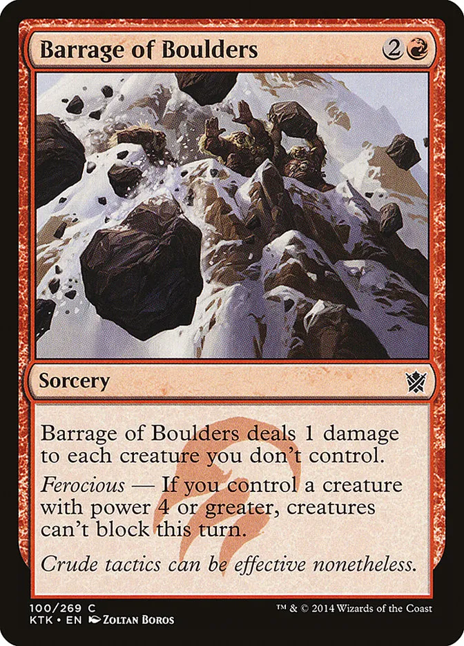 2014 Khans of Tarkir Barrage of Boulders #100 common card image