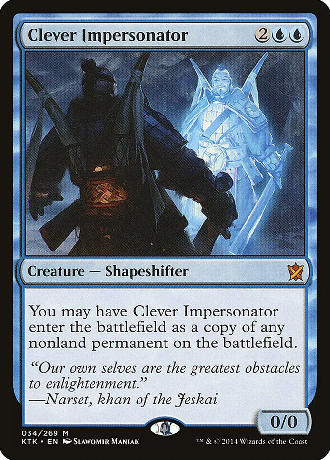 2014 Khans of Tarkir Clever Impersonator mythic #34 mythic card image