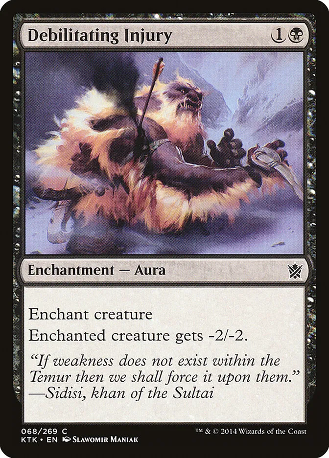 2014 Khans of Tarkir Debilitating Injury common #68 common card image