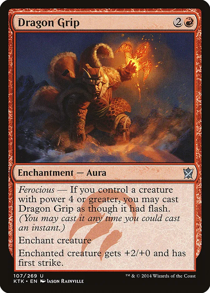 2014 Khans of Tarkir Dragon Grip #107 uncommon card image