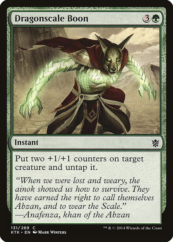 2014 Khans of Tarkir Dragonscale Boon #131 common card image