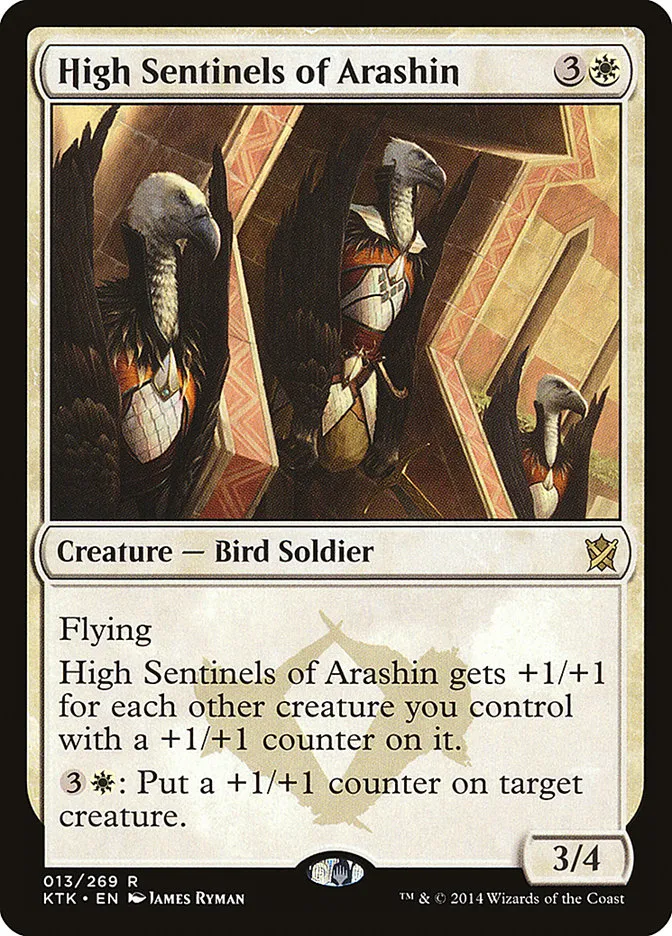 2014 Khans of Tarkir High Sentinels of Arashin rare #13 rare card image