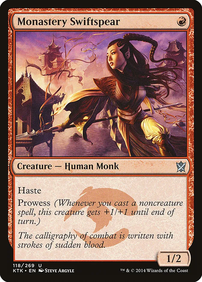 2014 Khans of Tarkir Monastery Swiftspear #118 uncommon card image