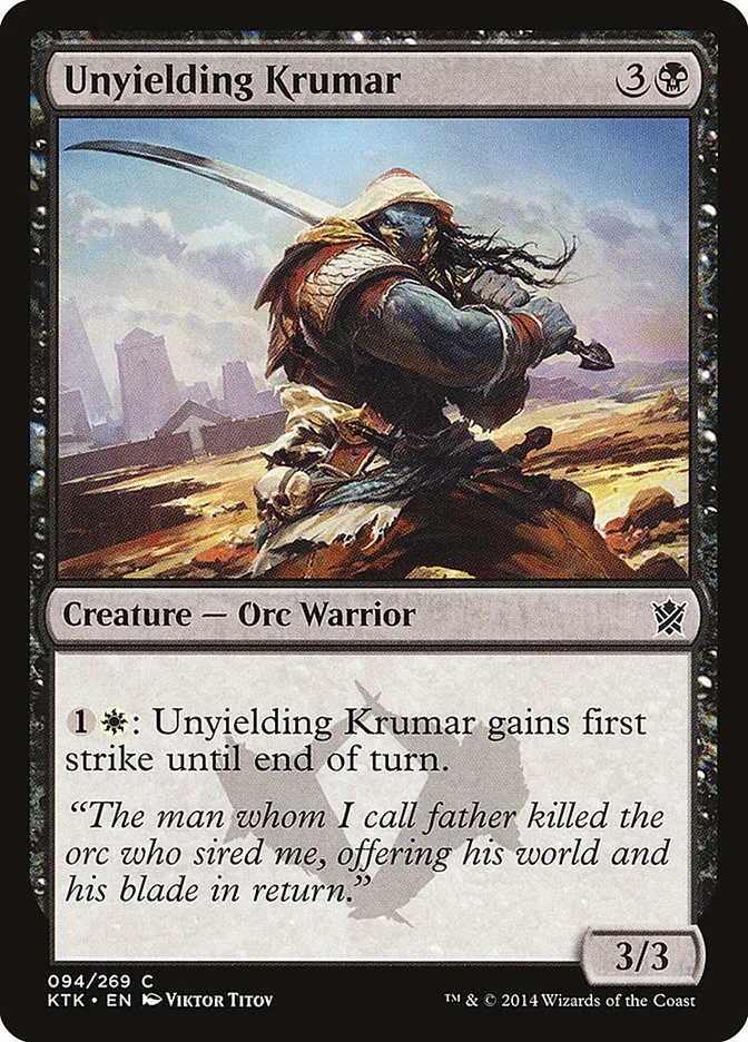 2014 Khans of Tarkir Unyielding Krumar #94 common card image