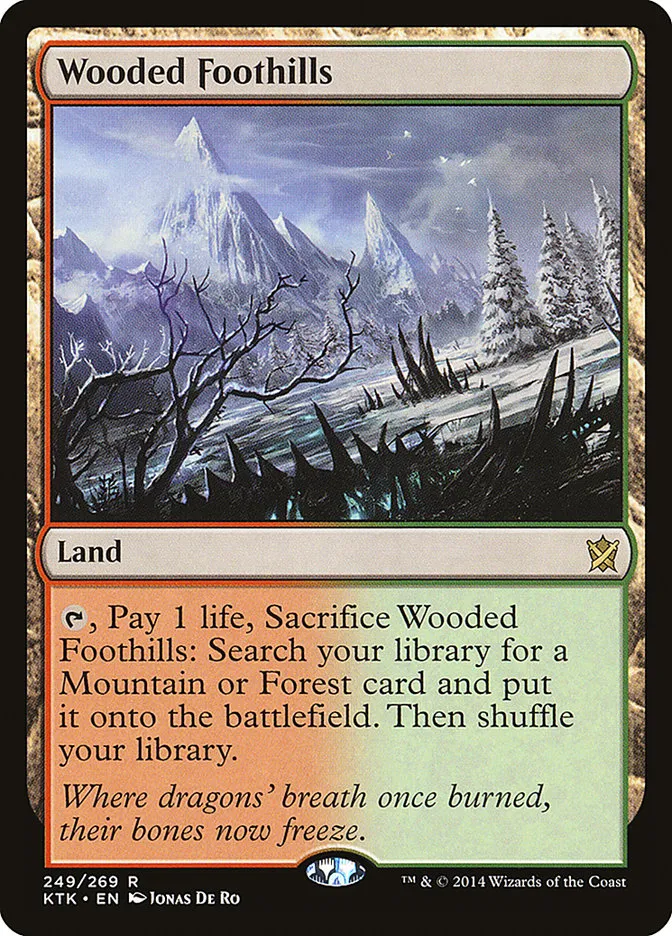 2014 Khans of Tarkir Wooded Foothills [Foil] rare #249 rare card image