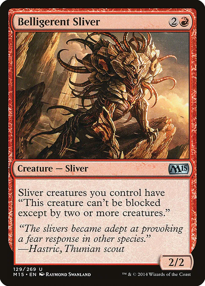 2014 Magic 2015 Belligerent Sliver uncommon #129 uncommon card image