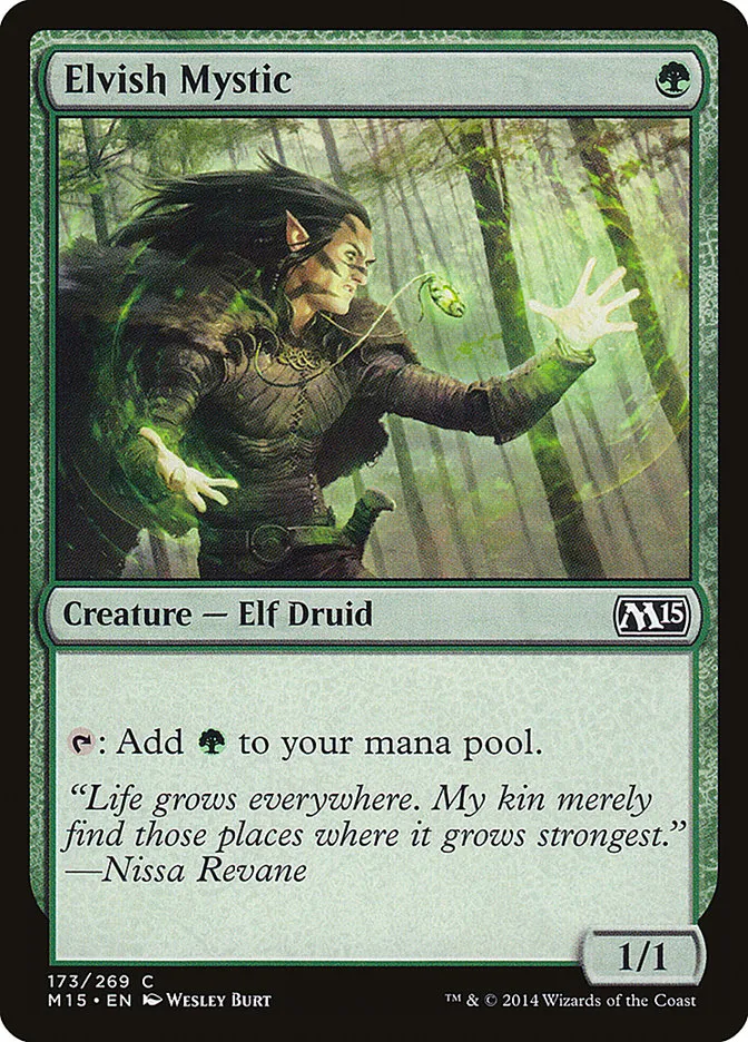 2014 Magic 2015 Elvish Mystic #173 common card image