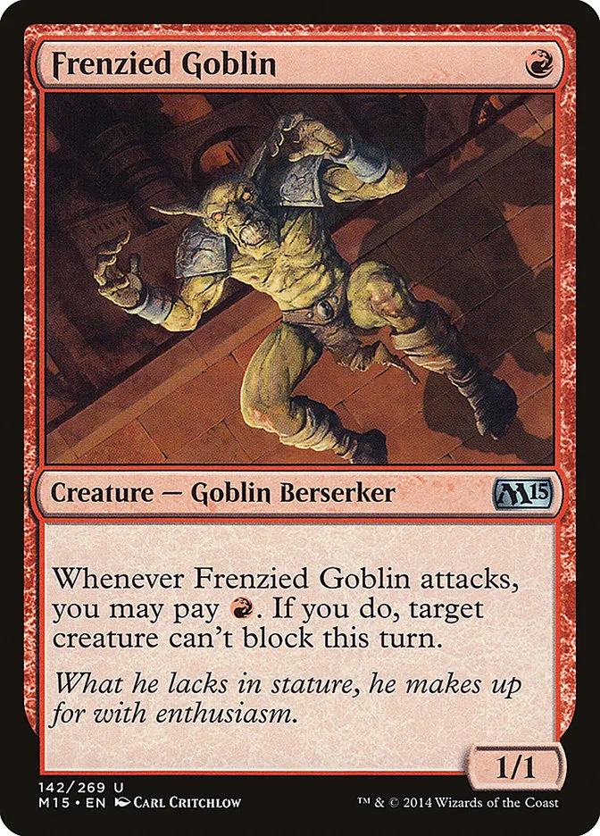 2014 Magic 2015 Frenzied Goblin uncommon #142 uncommon card image