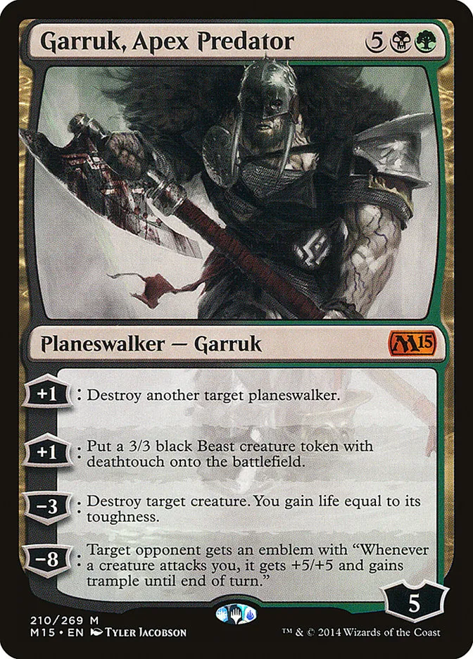 2014 Magic 2015 Garruk, Apex Predator mythic #210 mythic card image
