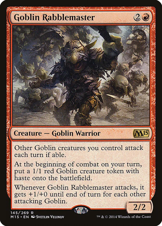 2014 Magic 2015 Goblin Rabblemaster rare #145 rare card image