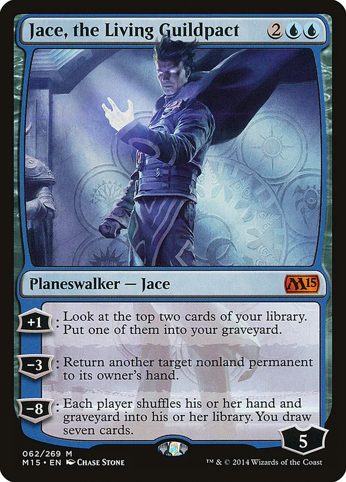 2014 Magic 2015 Jace, the Living Guildpact #62 mythic card image