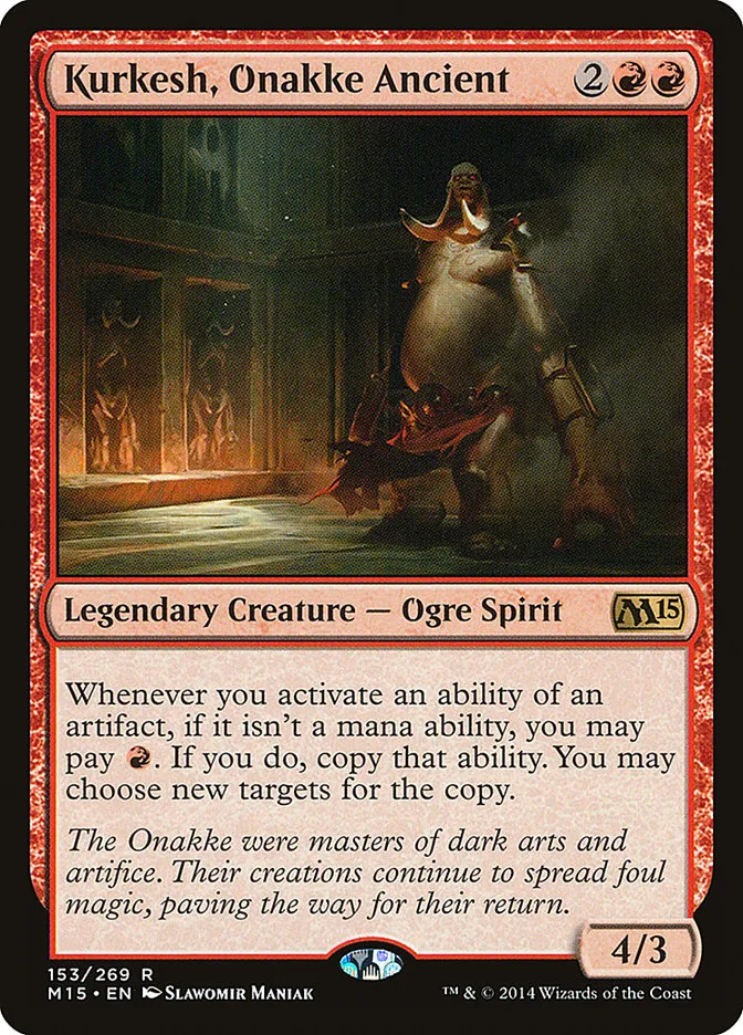 2014 Magic 2015 Kurkesh, Onakke Ancient #153 rare card image