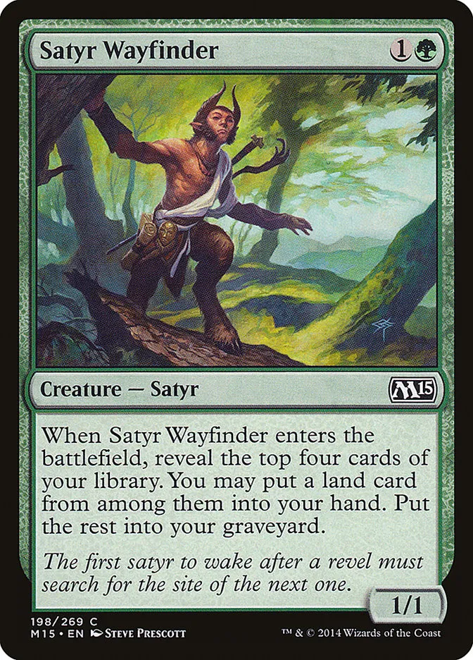 2014 Magic 2015 Satyr Wayfinder common #198 common card image