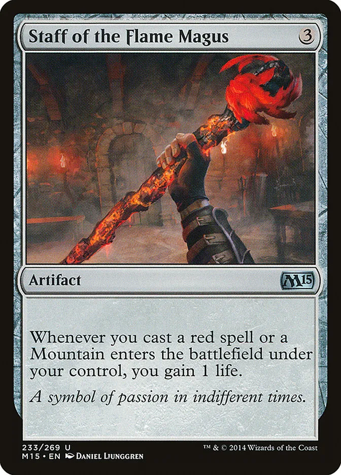 2014 Magic 2015 Staff of the Flame Magus #233 uncommon card image