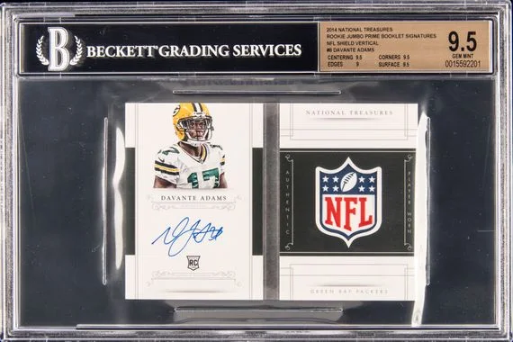 2014 National Treasures Davante Adams Jumbo Prime Booklet Signatures NFL Shield Vertical #8 card image