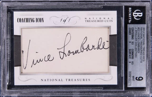 2014 National Treasures Vince Lombardi National Treasured Cuts J. Stroller Collection #22 card image