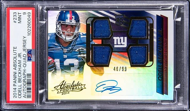 2014 Panini Absolute Odell Beckham Jr. Autograph Quad Jersey #233 card image