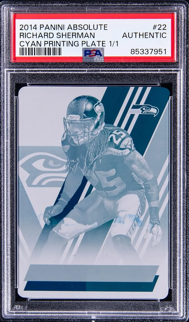 2014 Panini Absolute Richard Sherman Cyan Printing Plate #22 card image