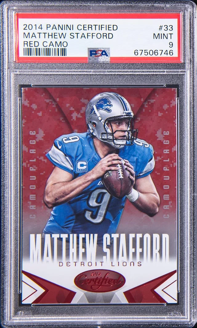 2014 Panini Certified Matthew Stafford Red Camo #33 card image