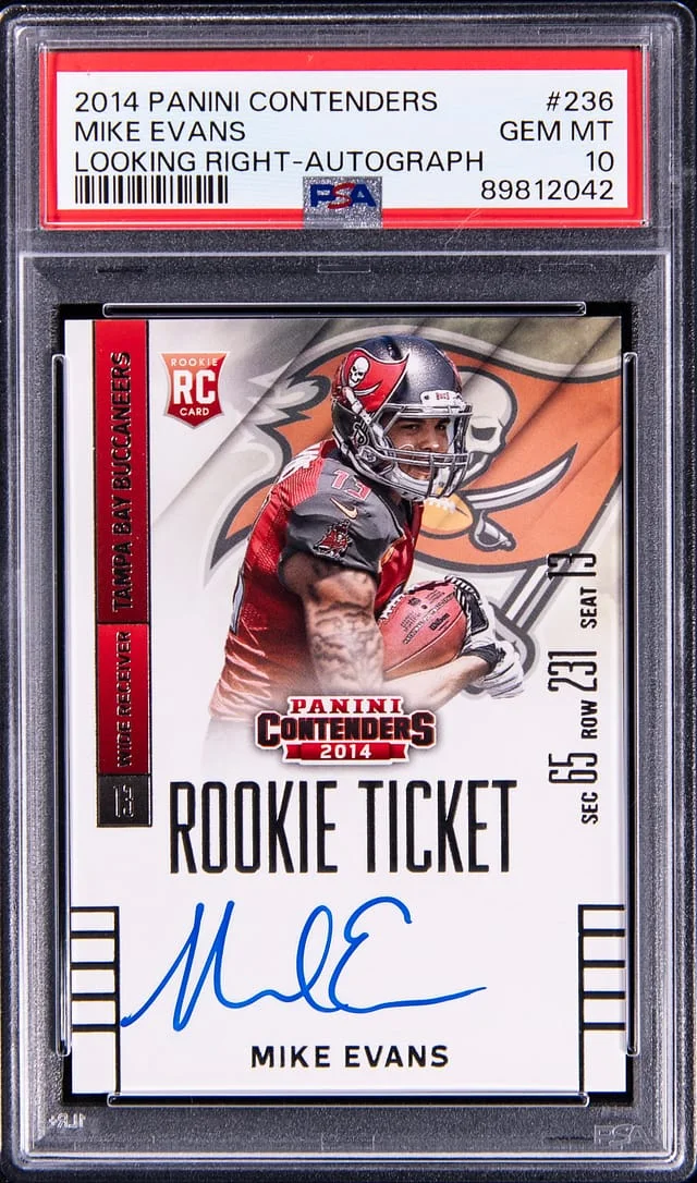 2014 Panini Contenders Mike Evans, Looking Right Autograph #236 card image