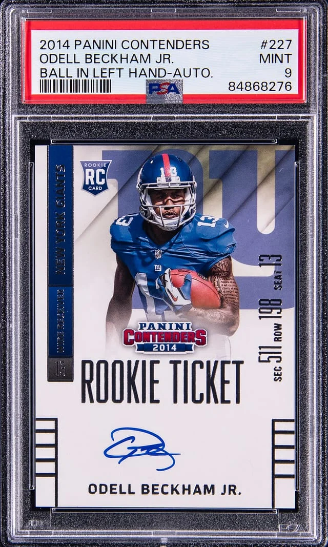 2014 Panini Contenders Odell Beckham Jr. Ball In Left Hand Autograph #227 card image
