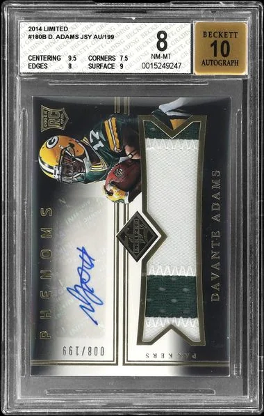2014 Panini Davante Adams Limited Patch Autograph (RPA) #180B card image