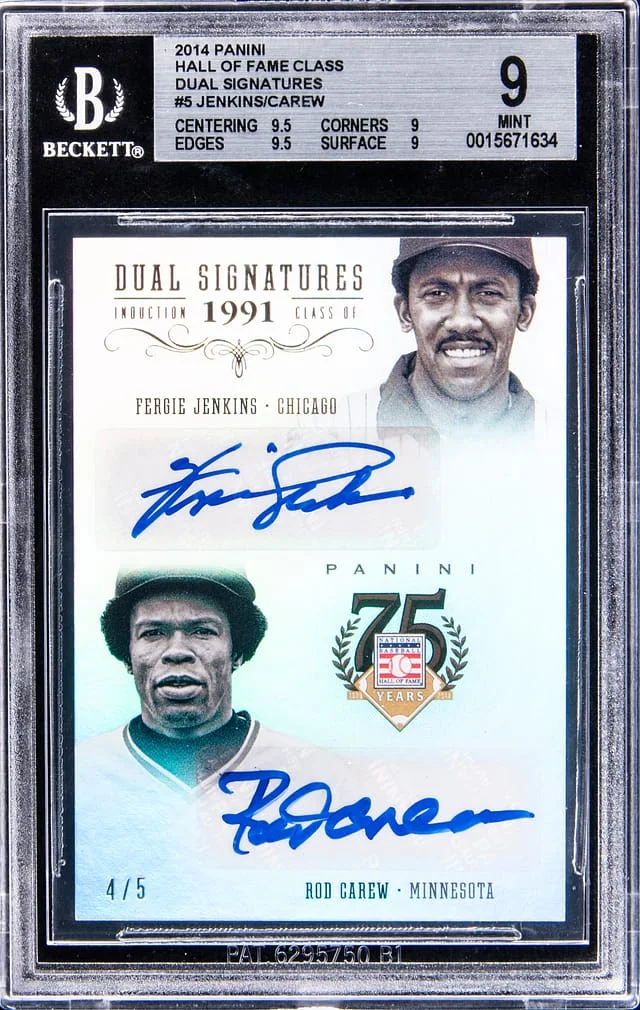 2014 Panini Fergie Jenkins/Rod Carew Hall of Fame Class Dual Signatures #5 card image