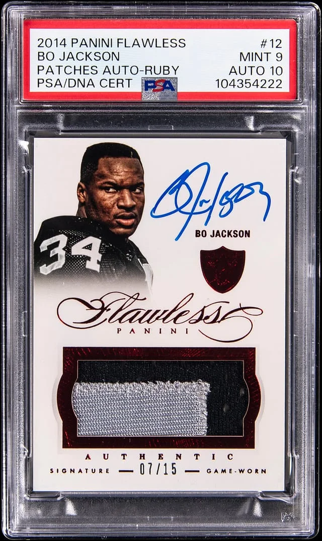 2014 Panini Flawless Bo Jackson Patches Autographs Ruby #12 card image