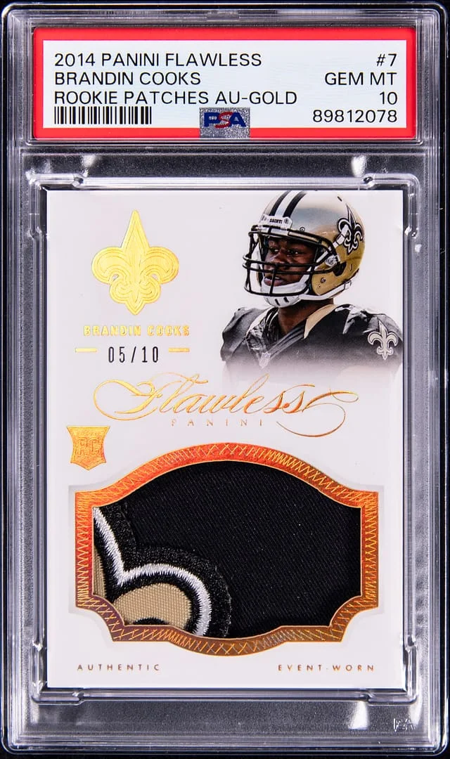 2014 Panini Flawless Brandin Cooks Patches Gold #7 card image