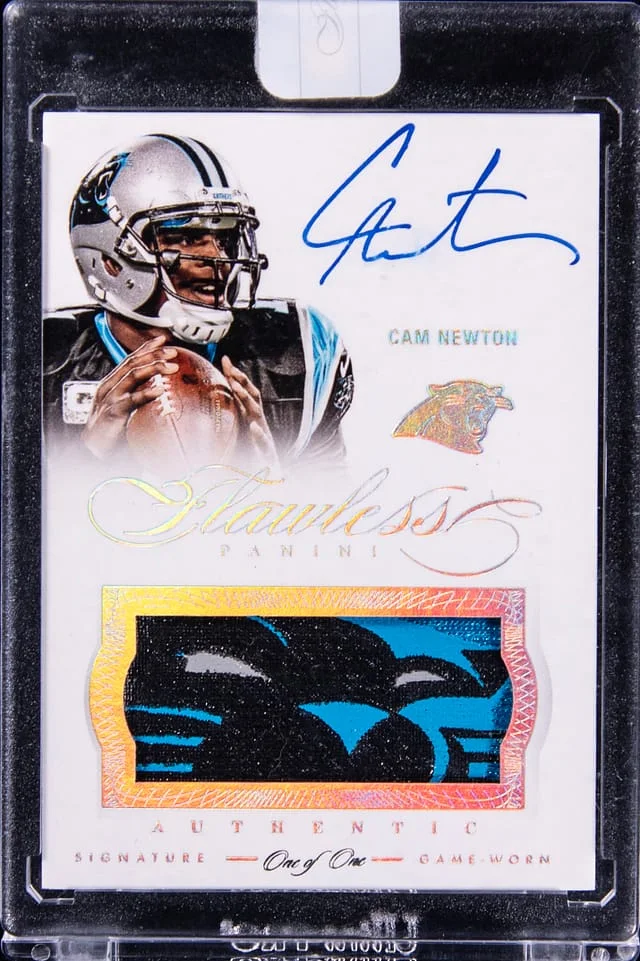 2014 Panini Flawless Cam Newton Patches Autographs Platinum #17 card image