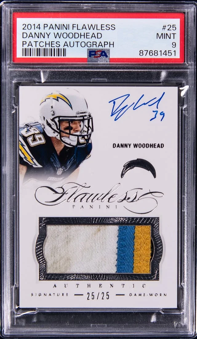 2014 Panini Flawless Danny Woodhead Patches Autograph #25 card image