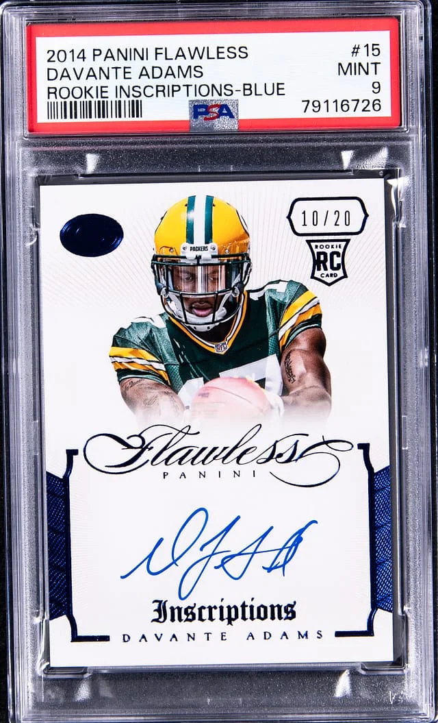 2014 Panini Flawless DaVante Adams Inscriptions Blue #15 card image