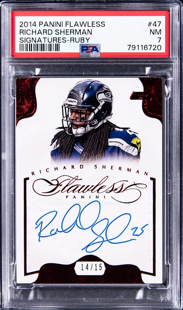 2014 Panini Flawless Football Richard Sherman Signed Card #47 card image