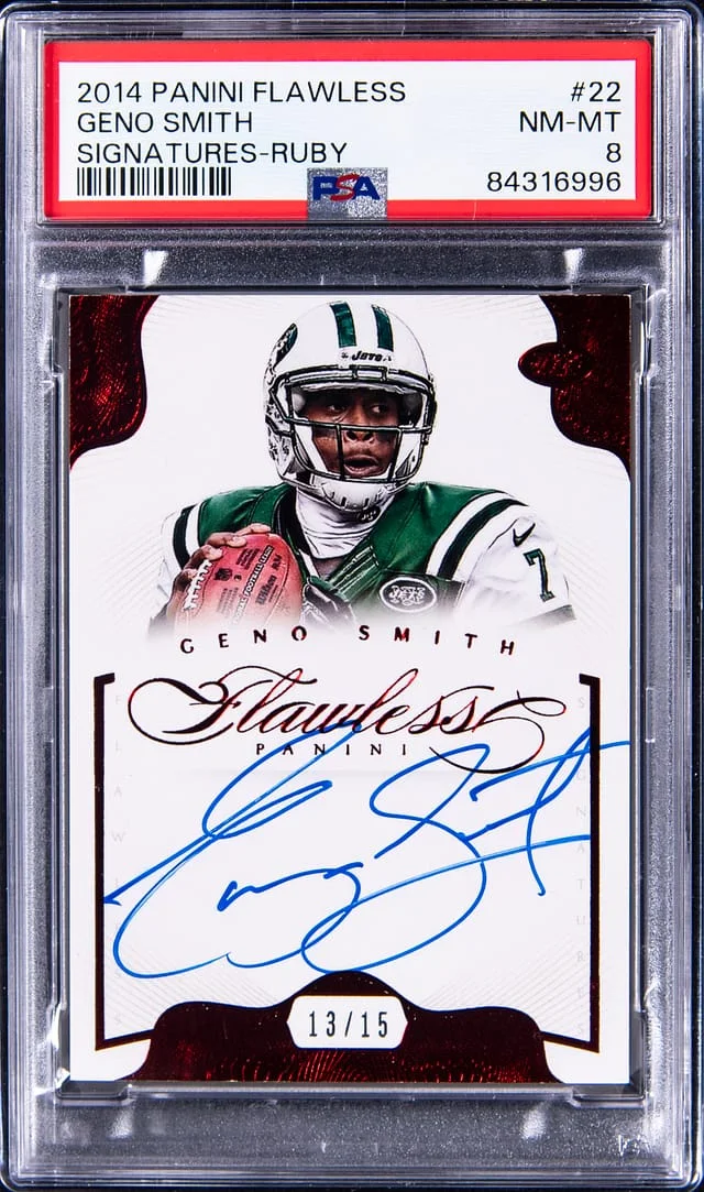 2014 Panini Flawless Geno Smith Signatures Ruby #22 card image