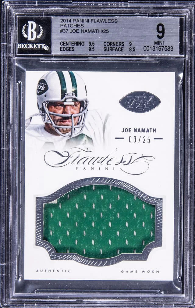 2014 Panini Flawless Joe Namath Patches #37 card image