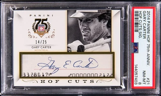 2014 Panini Gary Carter Hall of Fame 75th Anniversary Hall of Fame Cuts Signatures #21 card image