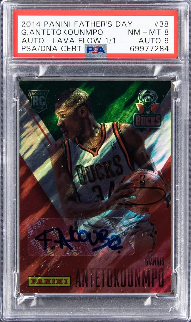 2014 Panini Giannis Antetokounmpo Father's Day Autograph Lava Flow #38 card image