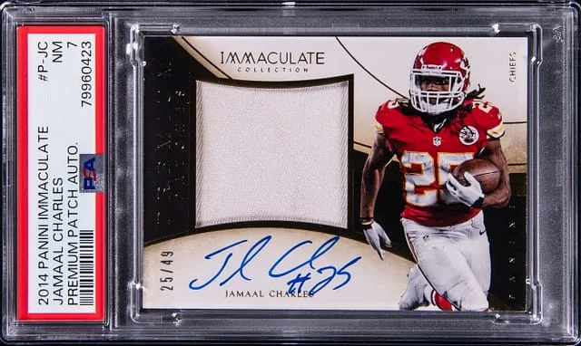 2014 Panini Immaculate Collection Jamaal Charles Premium Patches Autograph #P-JC card image