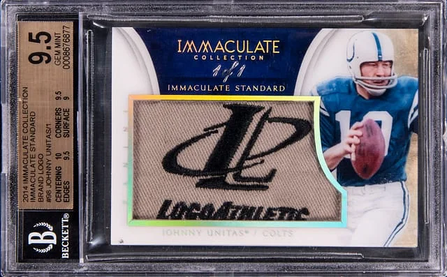 2014 Panini Immaculate Collection Johnny Unitas Immaculate Standard Brand Logo #98 card image
