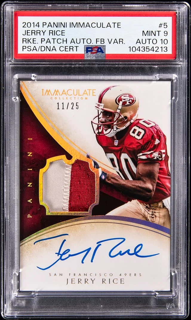 2014 Panini Immaculate Jerry Rice Patches Autographs Football Star Variations #5 card image