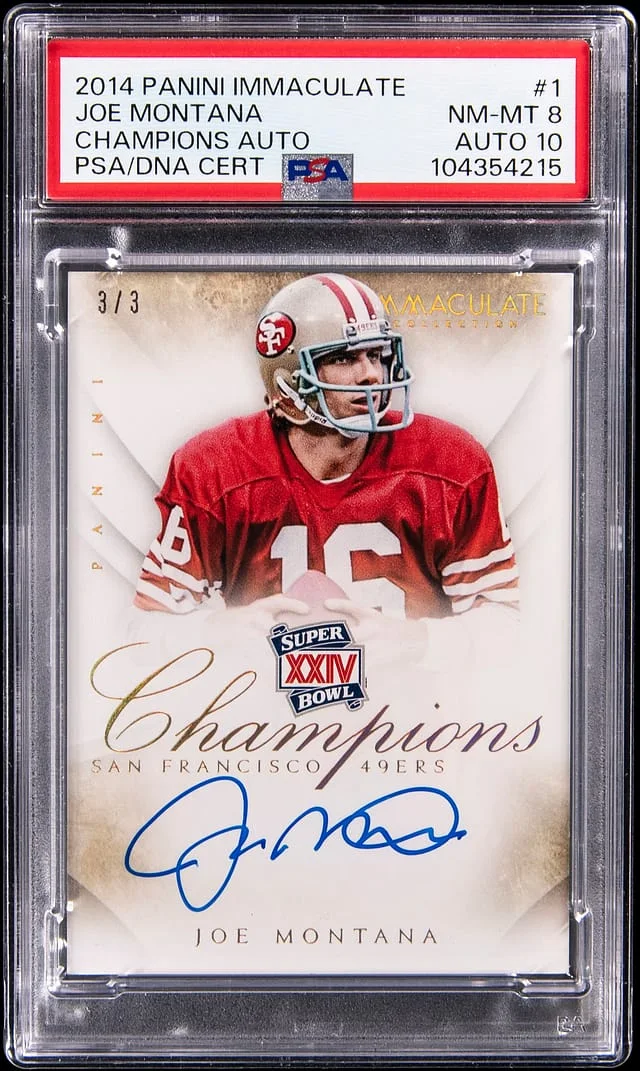 2014 Panini Immaculate Joe Montana Champions Autograph #1 card image