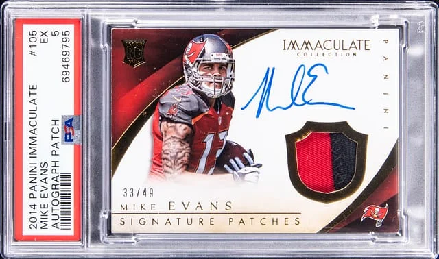 2014 Panini Immaculate Mike Evans Autograph Patch #105 card image