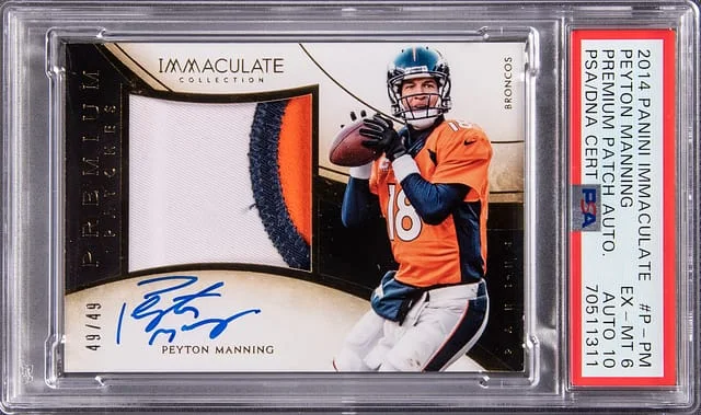2014 Panini Immaculate Peyton Manning Premium Patch Autograph #P-PM card image