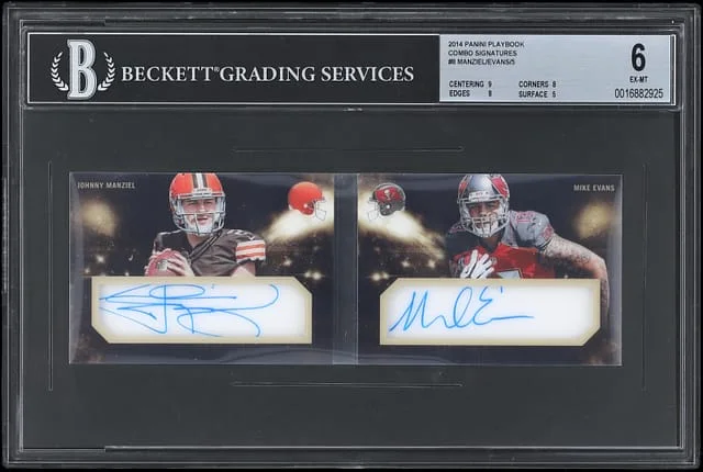2014 Panini Johnny Manziel/Mike Evans Playbook Combo Signatures #PC-ME card image