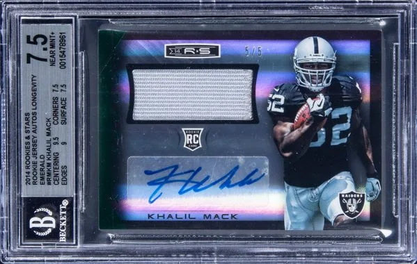 2014 Panini Khalil Mack Rookies & Stars Jersey Autos Longevity Emerald #RMKM card image