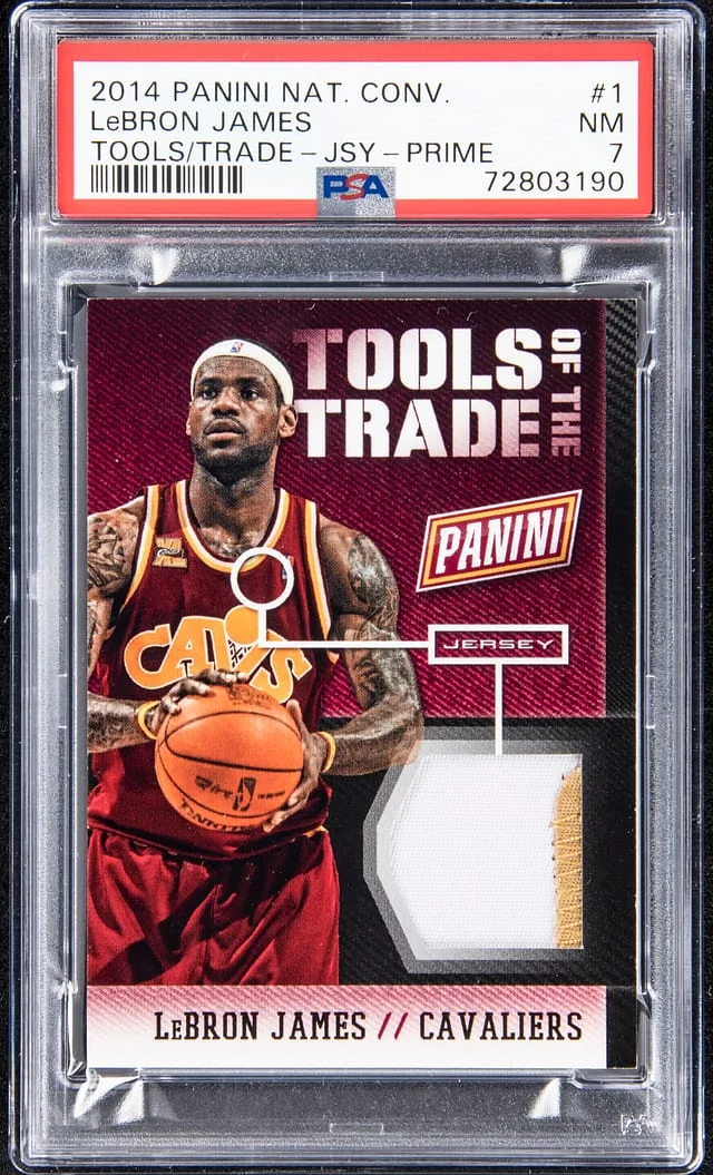 2014 Panini LeBron James National Convention Tools Of The Trade Jersey Prime #1 card image