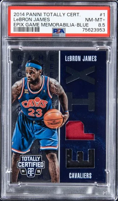 2014 Panini LeBron James Game-Worn Totally Certified Epix Game Memorabilia Blue #1 card image