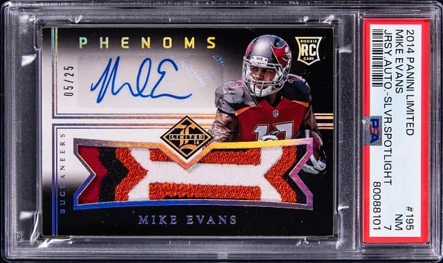 2014 Panini Mike Evans Limited Jersey Autograph Silver Spotlight #195 card image