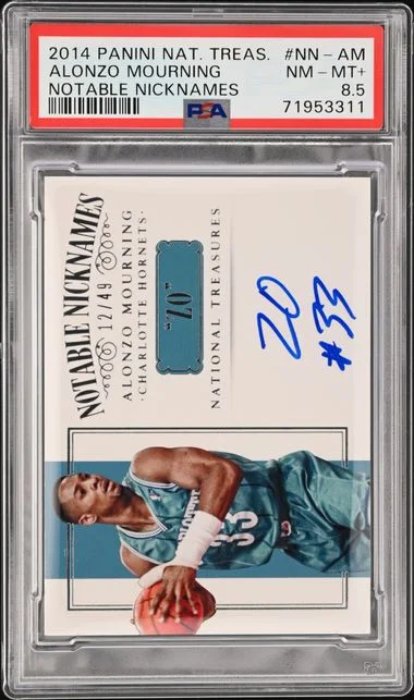 2014 Panini National Treasures Alonzo Mourning Notable Nicknames #NN-AM card image