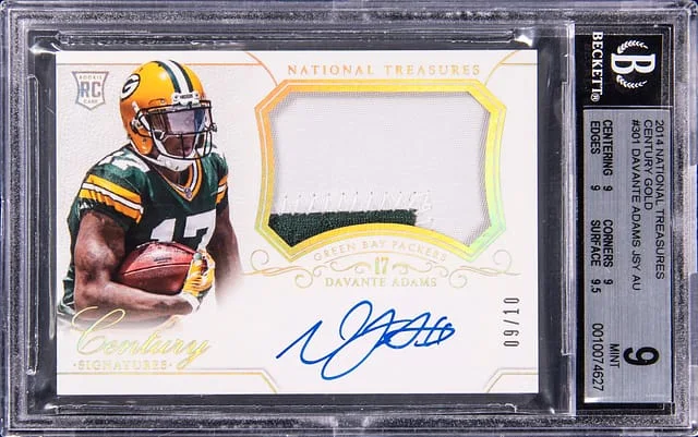 2014 Panini National Treasures Davante Adams Patch Autograph (RPA) Century Gold #301 card image